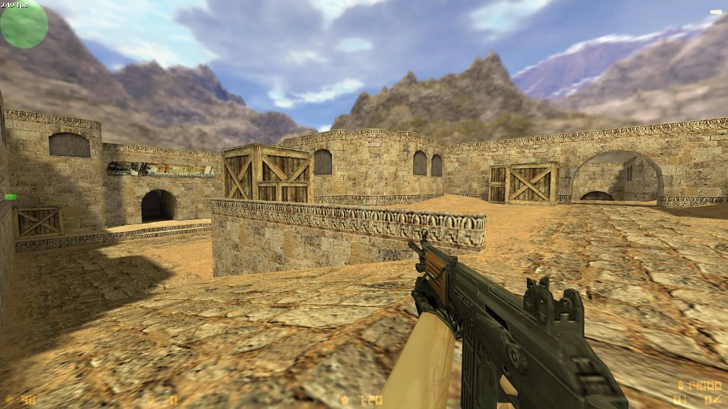 Counter-Strike 1.6 gameplay on de_dust2 with Galil